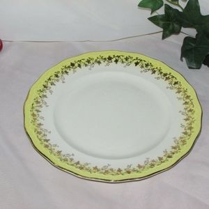 Dainty Miss Vintage Luncheon Salad Plate Yellow Band Gold Trim Berries 8 7/8"